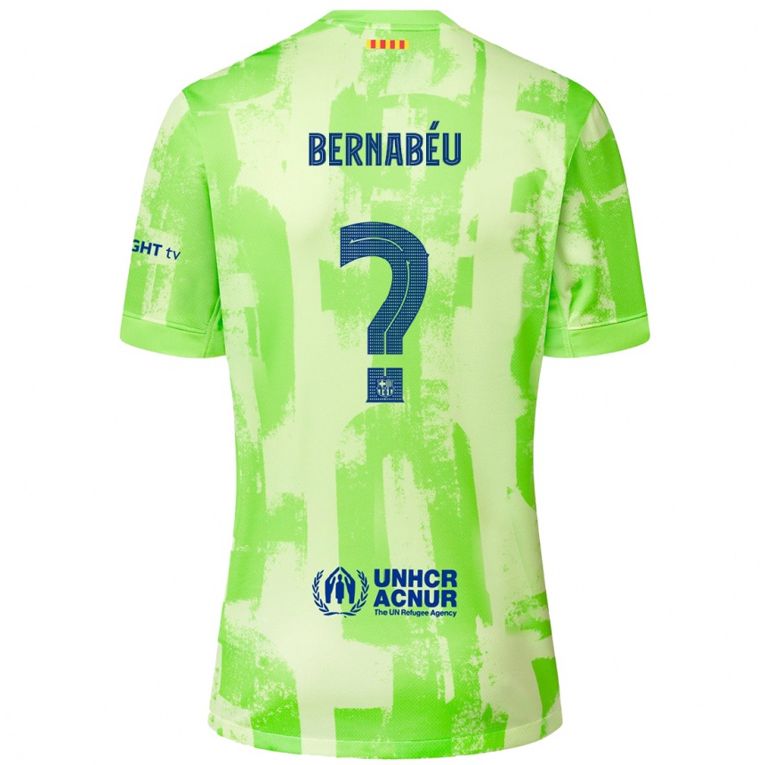 Kids Football Pol Bernabéu #0 Lime Third Jersey 2024/25 T-Shirt Canada