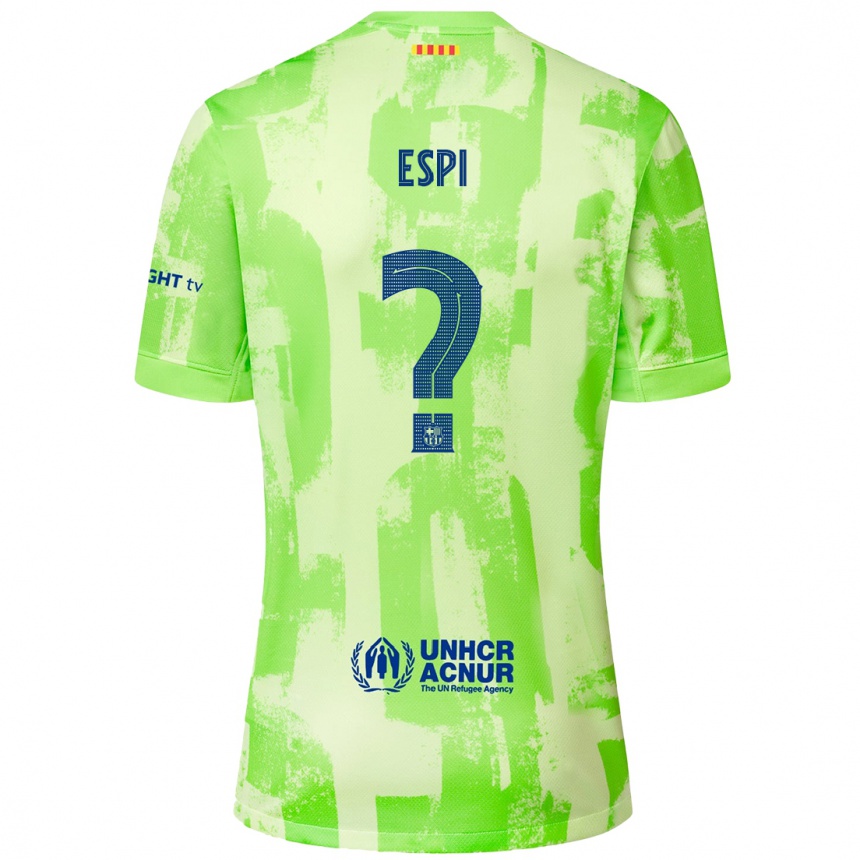 Kids Football Pau Espi #0 Lime Third Jersey 2024/25 T-Shirt Canada