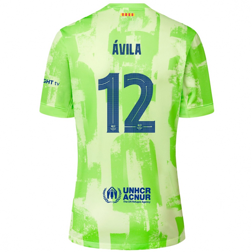 Kids Football Dani Ávila #12 Lime Third Jersey 2024/25 T-Shirt Canada