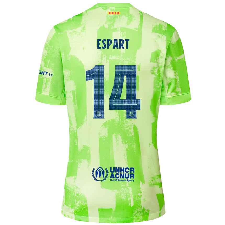 Kids Football Xavi Espart #14 Lime Third Jersey 2024/25 T-Shirt Canada