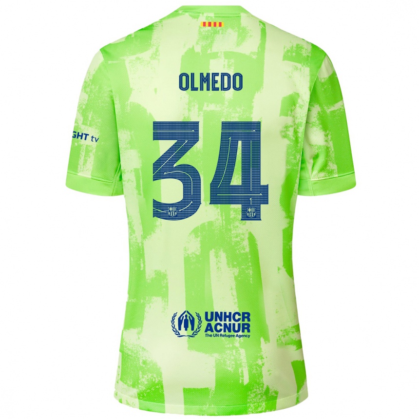 Kids Football Alexis Olmedo #34 Lime Third Jersey 2024/25 T-Shirt Canada