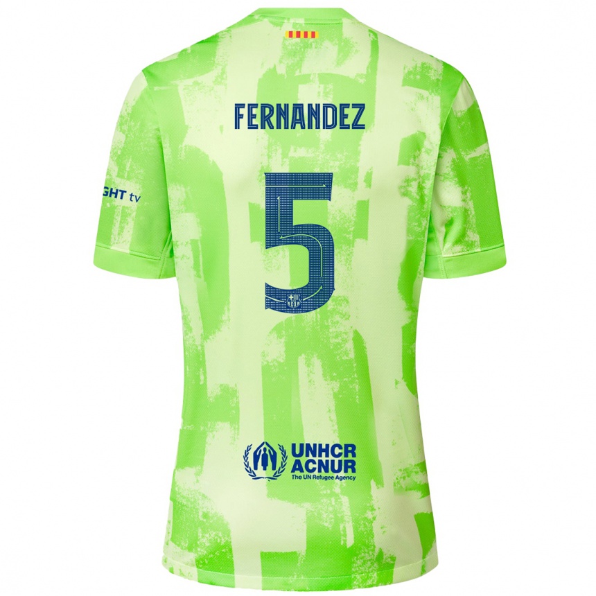 Kids Football Jana Fernández #5 Lime Third Jersey 2024/25 T-Shirt Canada