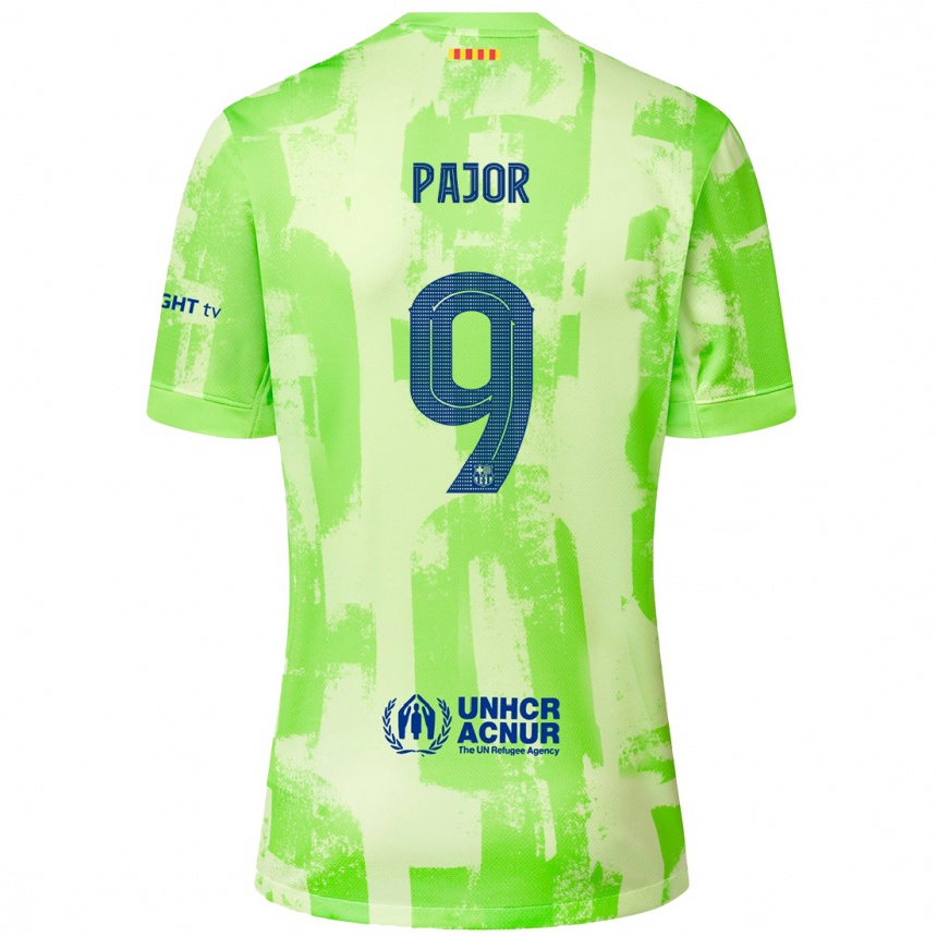 Kids Football Ewa Pajor #9 Lime Third Jersey 2024/25 T-Shirt Canada