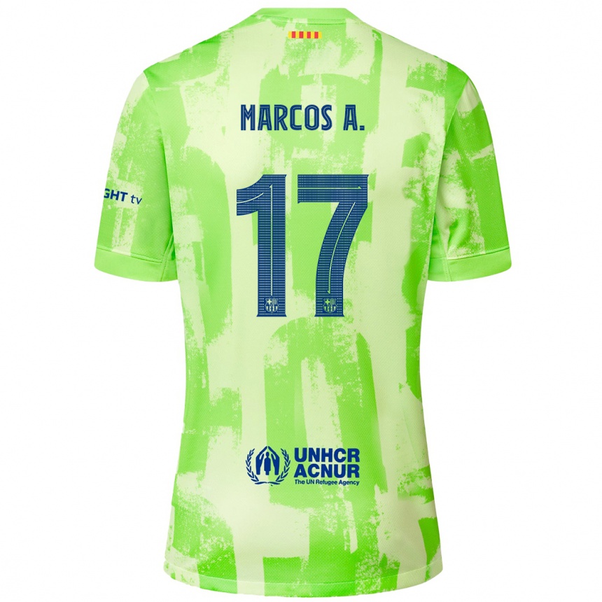 Kids Football Marcos Alonso #17 Lime Third Jersey 2024/25 T-Shirt Canada