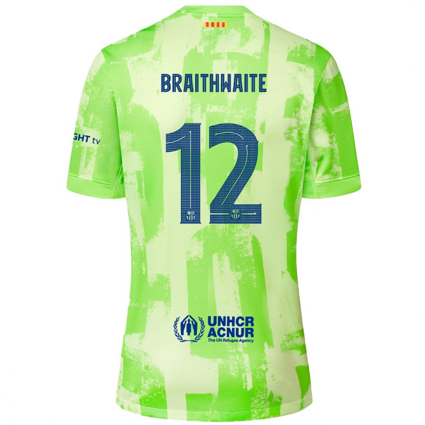 Enfant Football Maillot Martin Braithwaite #12 Citron Vert Troisieme 2024/25 Canada