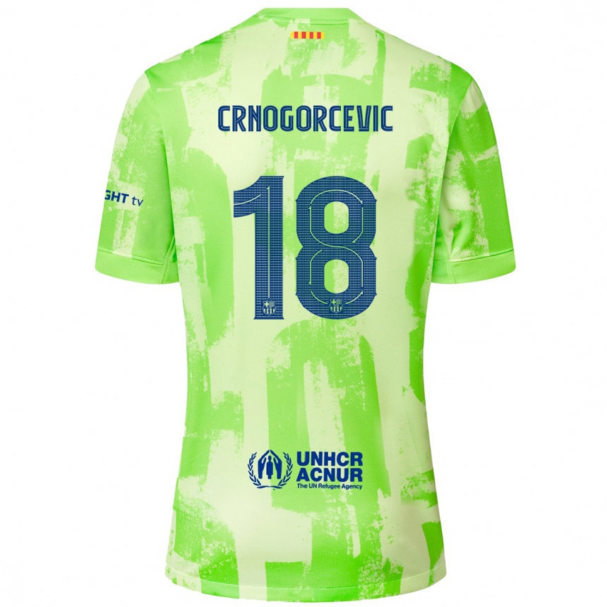 Kids Football Ana-Maria Crnogorcevic #18 Lime Third Jersey 2024/25 T-Shirt Canada