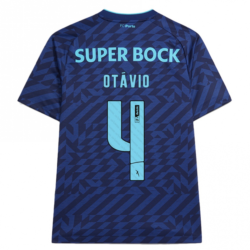 Kids Football Otávio #4 Navy Blue Third Jersey 2024/25 T-Shirt Canada