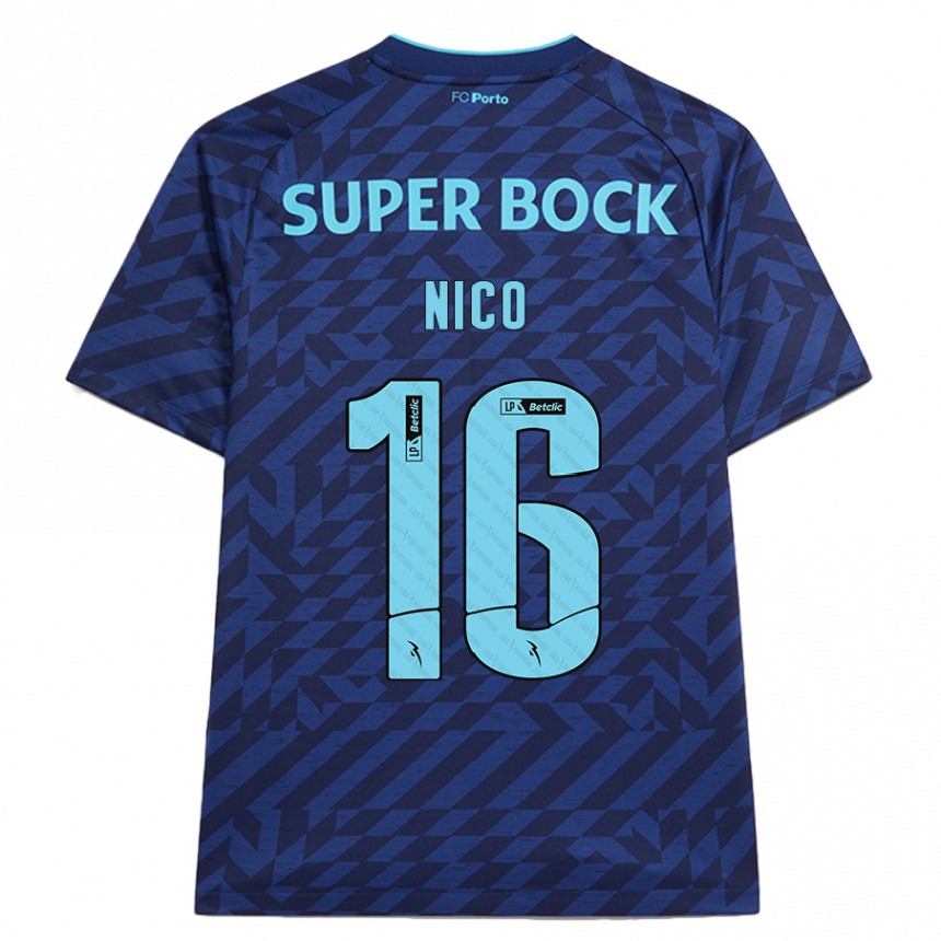 Kids Football Nico González #16 Navy Blue Third Jersey 2024/25 T-Shirt Canada