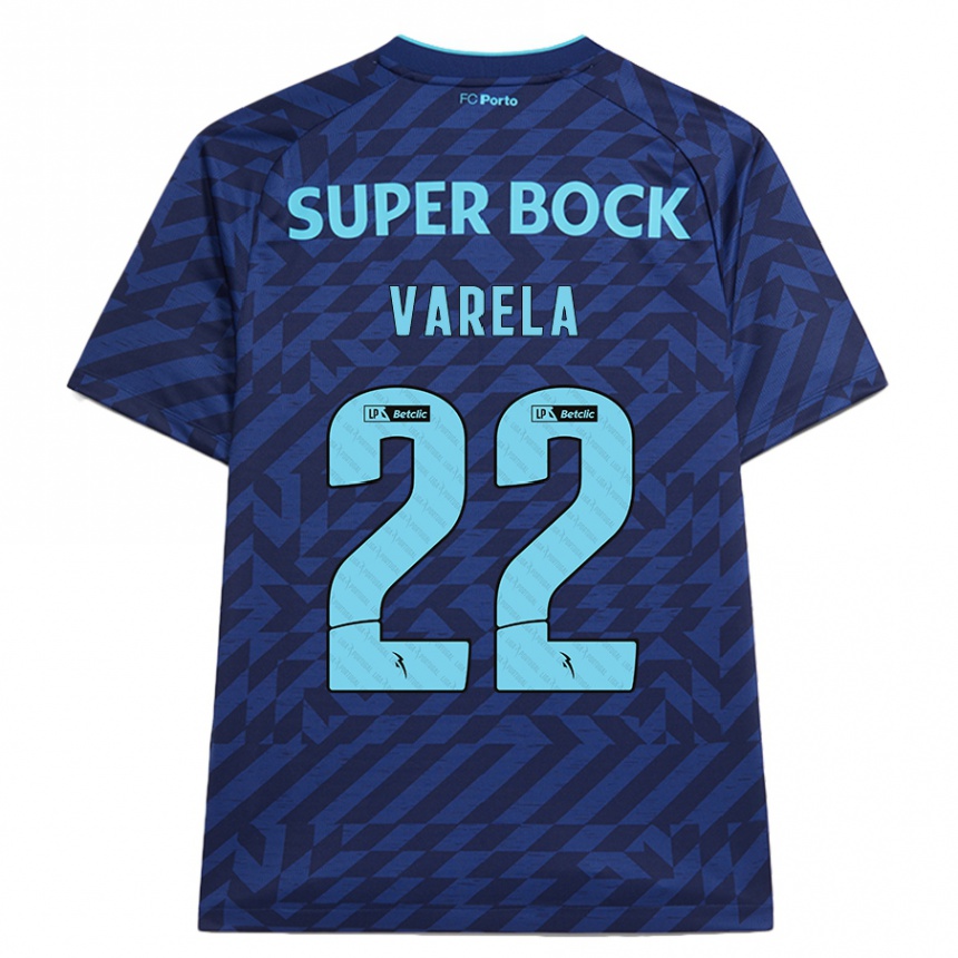 Kids Football Alan Varela #22 Navy Blue Third Jersey 2024/25 T-Shirt Canada