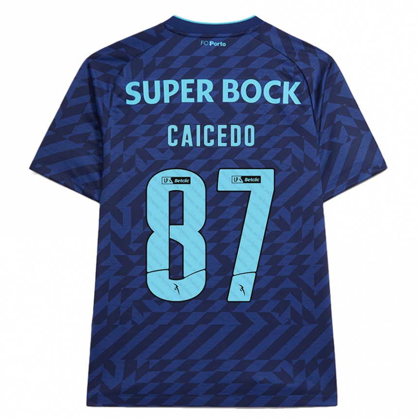 Kids Football Brayan Caicedo #87 Navy Blue Third Jersey 2024/25 T-Shirt Canada