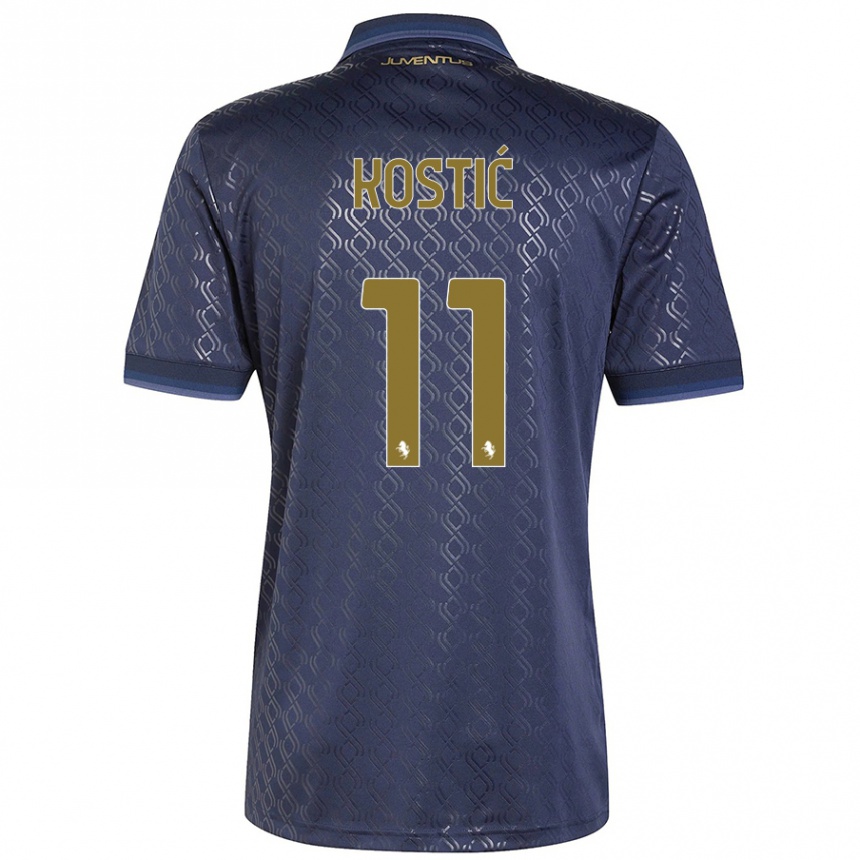 Kids Football Filip Kostic #11 Navy Blue Third Jersey 2024/25 T-Shirt Canada