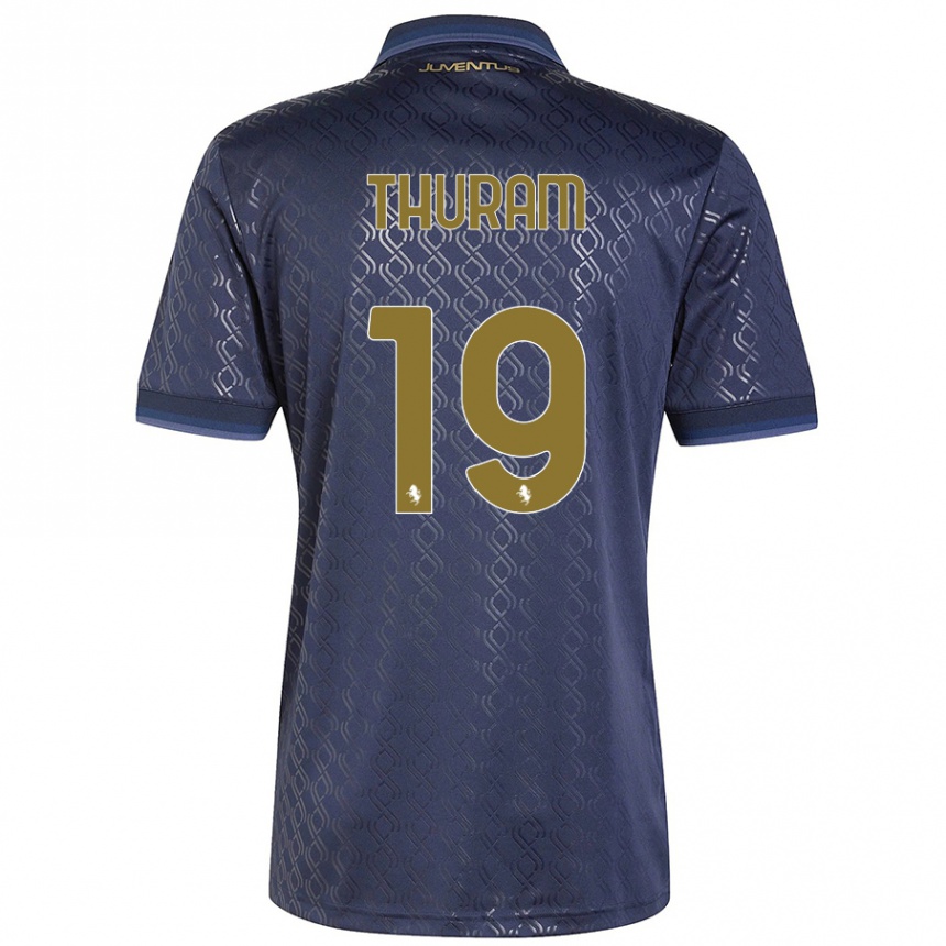 Kids Football Khéphren Thuram #19 Navy Blue Third Jersey 2024/25 T-Shirt Canada