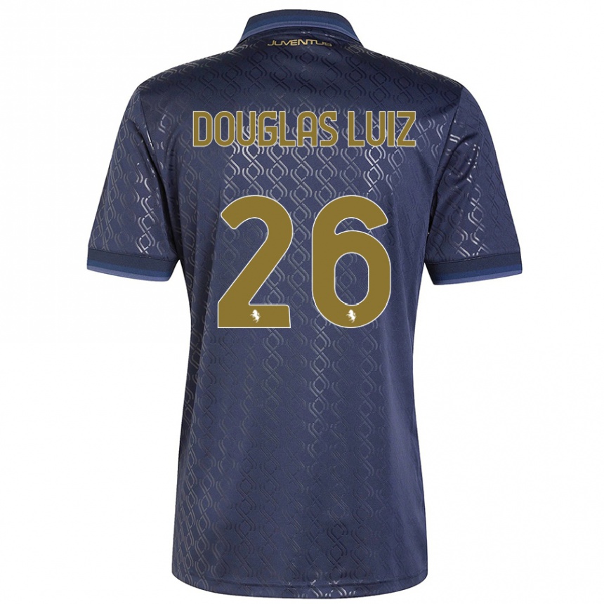 Kids Football Douglas Luiz #26 Navy Blue Third Jersey 2024/25 T-Shirt Canada