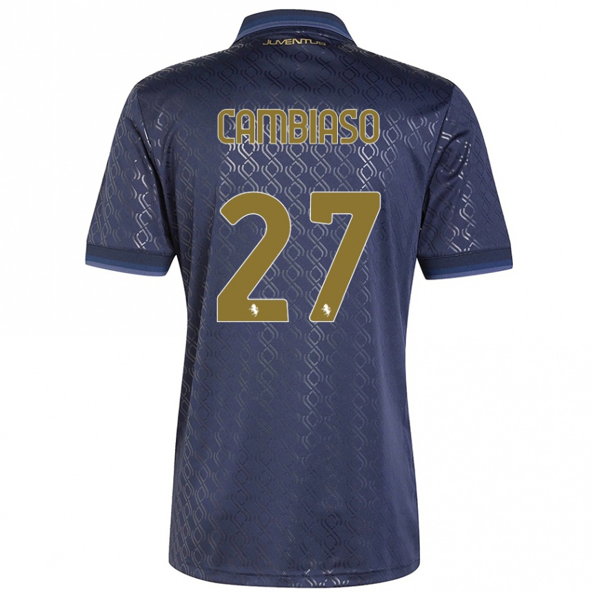 Kids Football Andrea Cambiaso #27 Navy Blue Third Jersey 2024/25 T-Shirt Canada