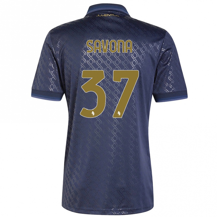 Kids Football Nicolo Savona #37 Navy Blue Third Jersey 2024/25 T-Shirt Canada