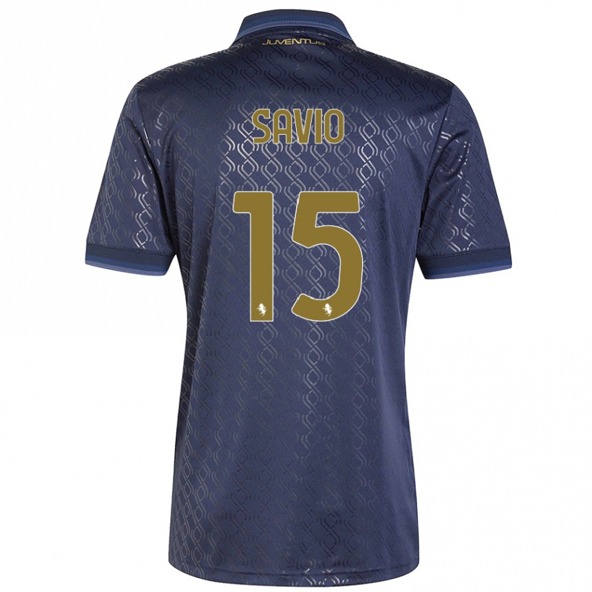 Kids Football Federico Savio #15 Navy Blue Third Jersey 2024/25 T-Shirt Canada