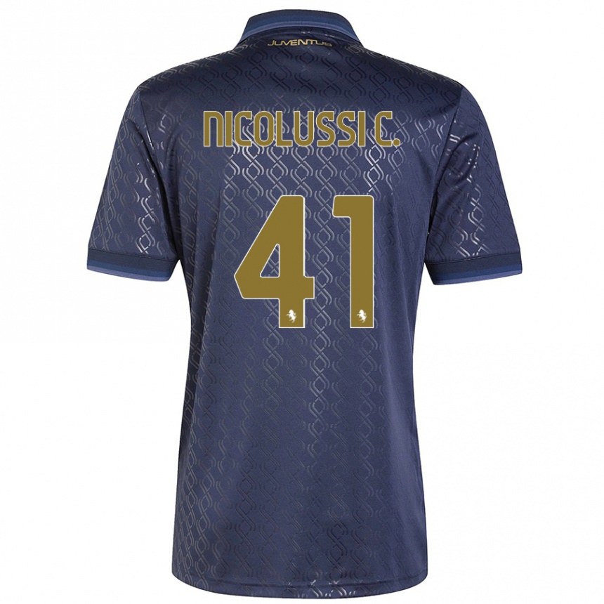 Kids Football Hans Nicolussi Caviglia #41 Navy Blue Third Jersey 2024/25 T-Shirt Canada