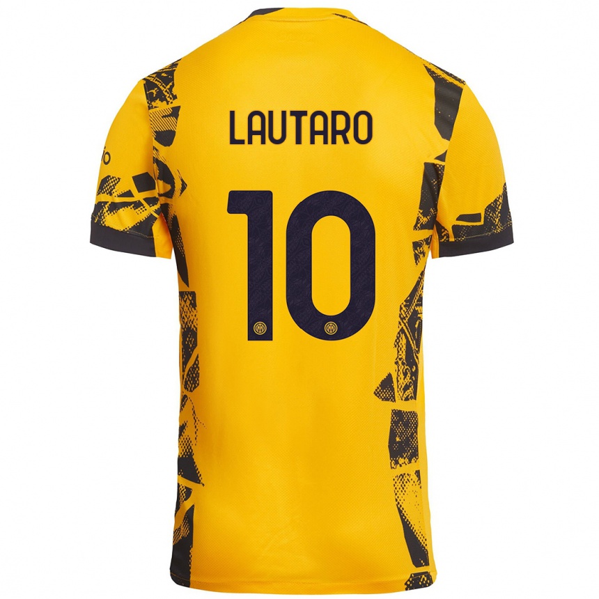 Kids Football Lautaro Martínez #10 Gold Black Third Jersey 2024/25 T-Shirt Canada