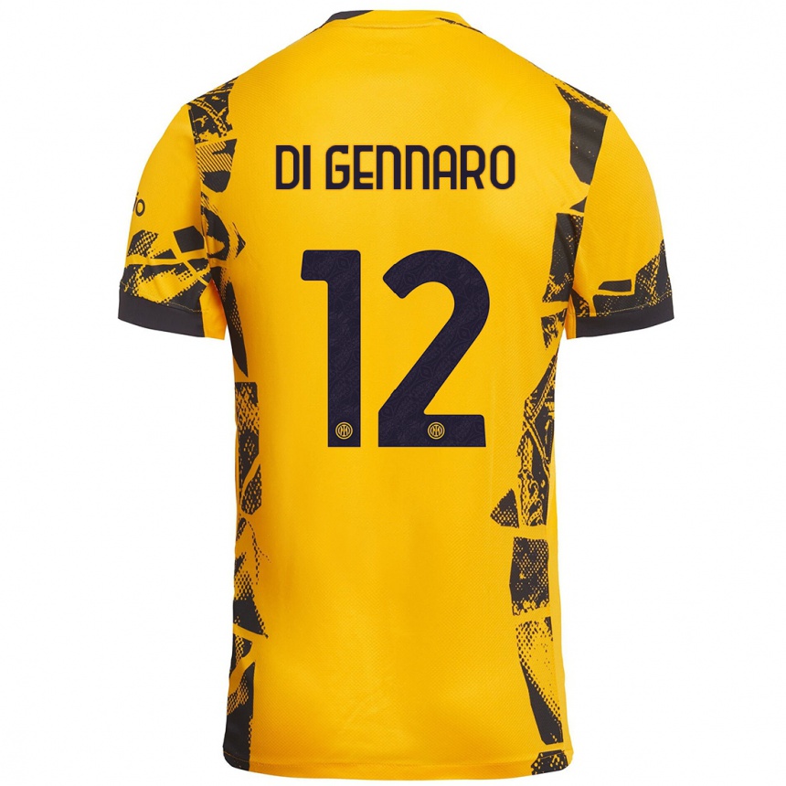 Kids Football Raffaele Di Gennaro #12 Gold Black Third Jersey 2024/25 T-Shirt Canada