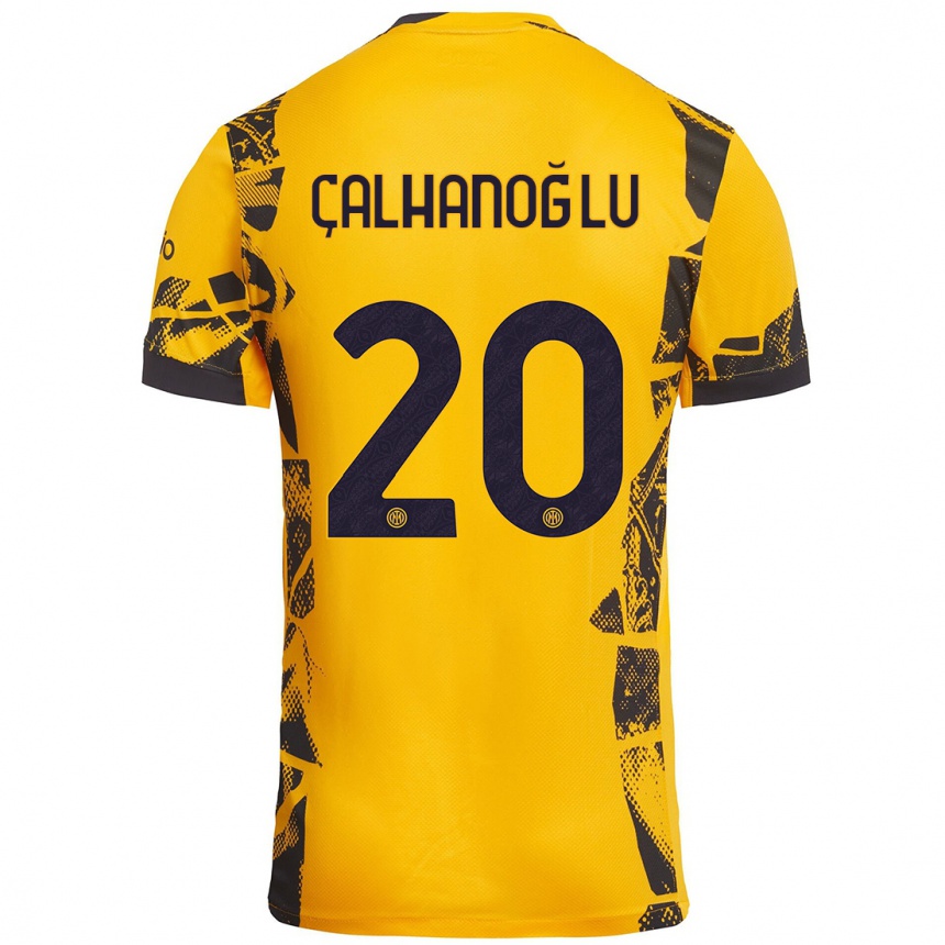 Kids Football Hakan Çalhanoğlu #20 Gold Black Third Jersey 2024/25 T-Shirt Canada