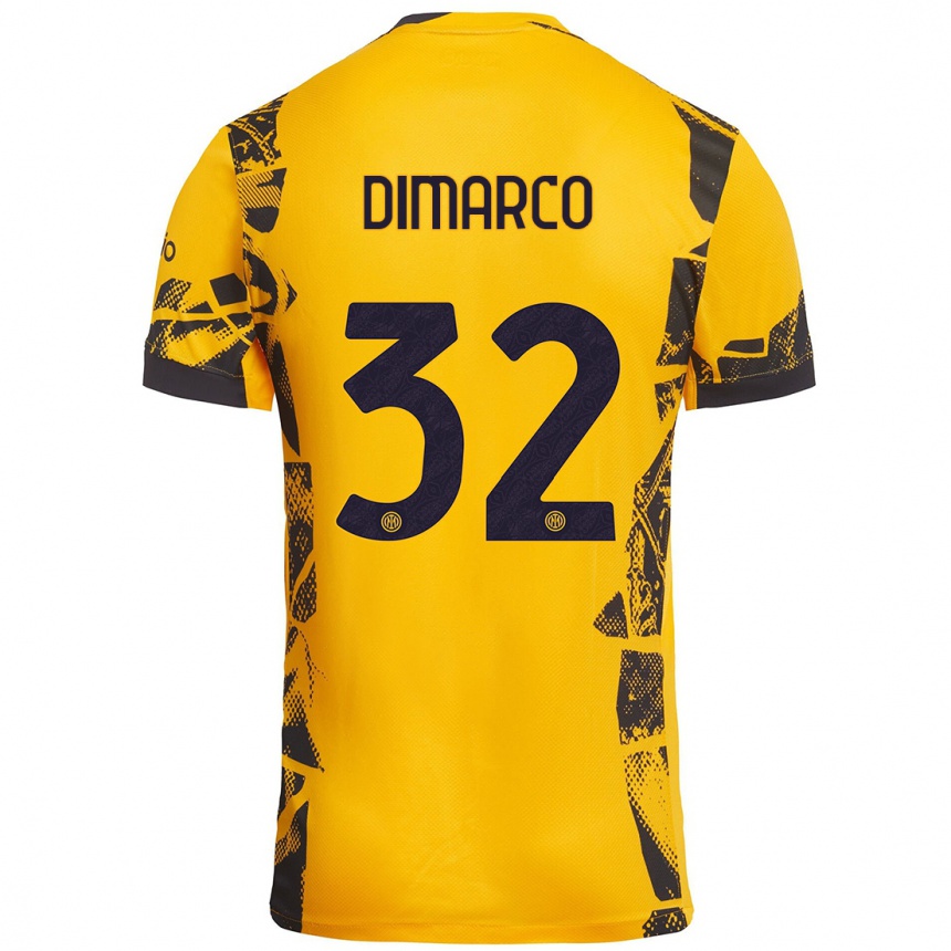 Kids Football Federico Dimarco #32 Gold Black Third Jersey 2024/25 T-Shirt Canada