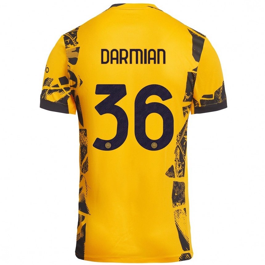 Kids Football Matteo Darmian #36 Gold Black Third Jersey 2024/25 T-Shirt Canada