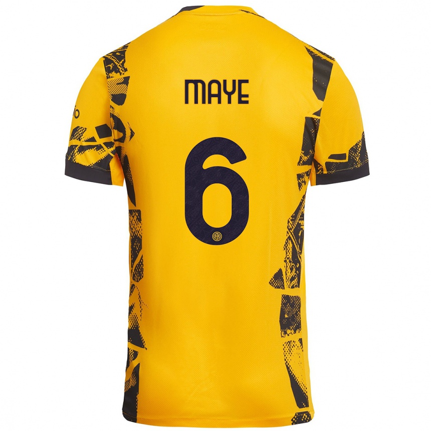 Kids Football Yvan Maye #6 Gold Black Third Jersey 2024/25 T-Shirt Canada