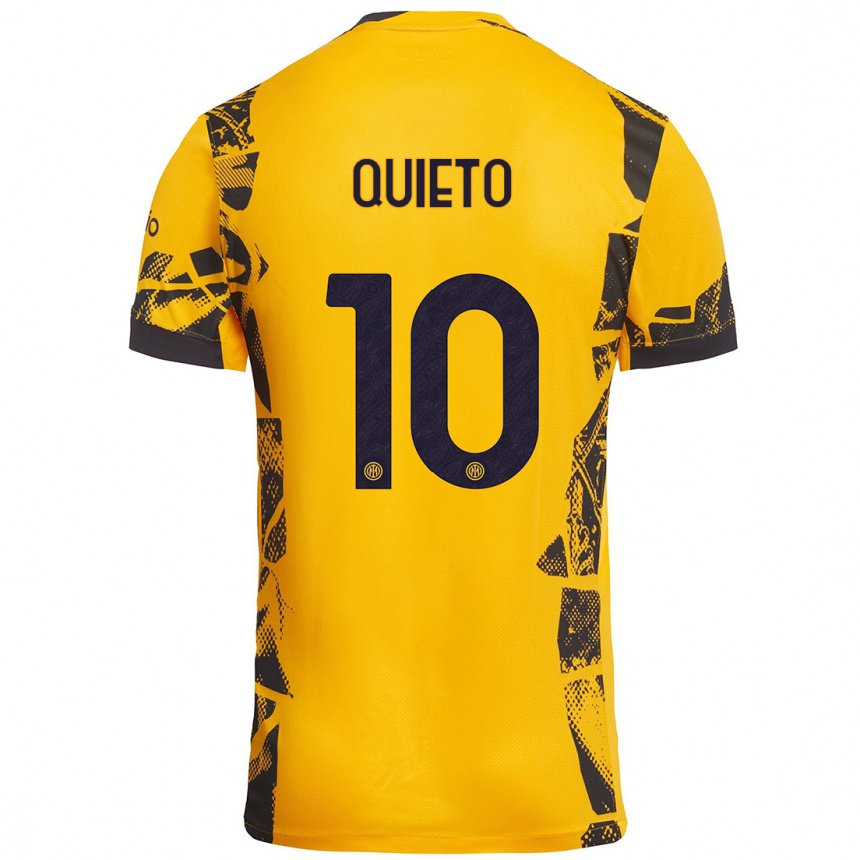 Kids Football Daniele Quieto #10 Gold Black Third Jersey 2024/25 T-Shirt Canada