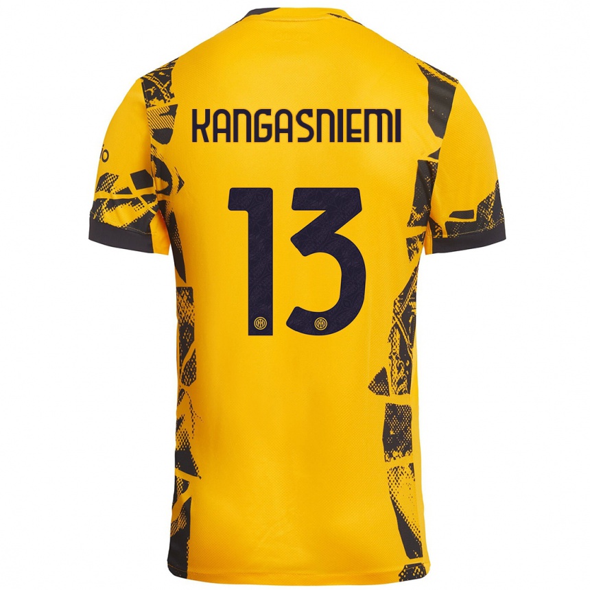 Kids Football Ilari Kangasniemi #13 Gold Black Third Jersey 2024/25 T-Shirt Canada