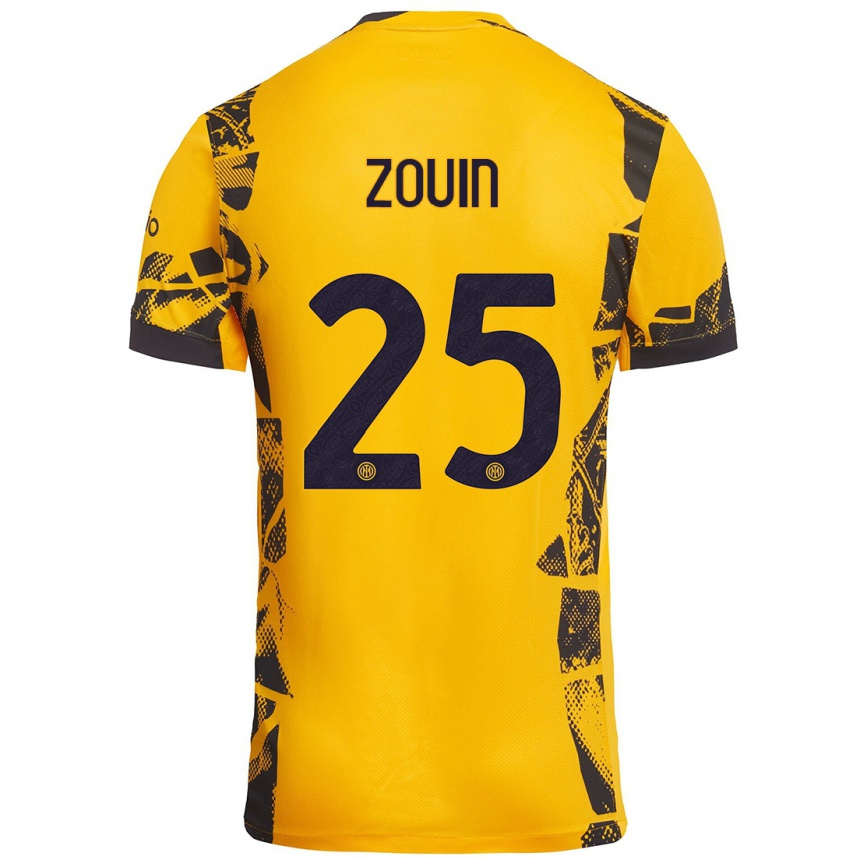 Kids Football Aymen Zouin #25 Gold Black Third Jersey 2024/25 T-Shirt Canada