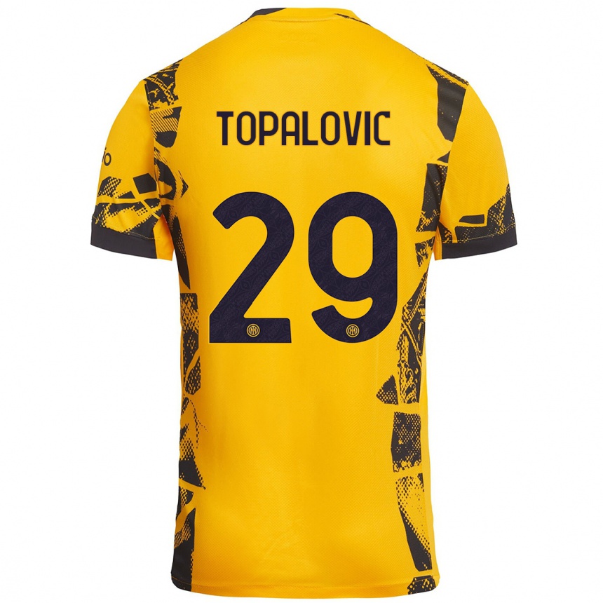 Kids Football Luka Topalovic #29 Gold Black Third Jersey 2024/25 T-Shirt Canada