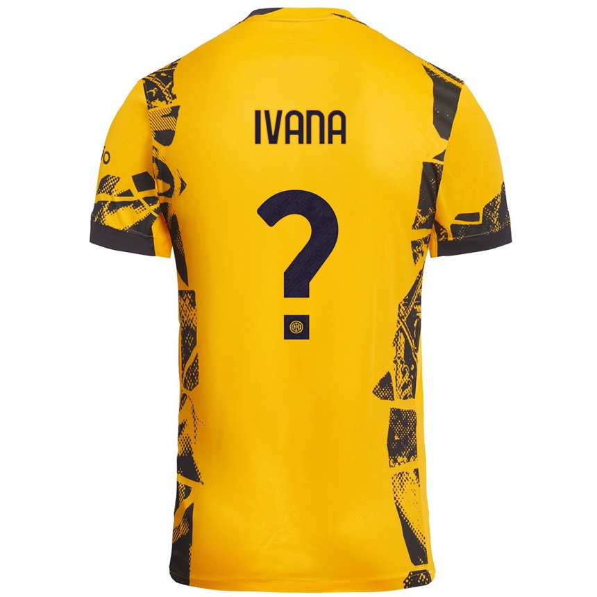 Kids Football Ivana Andrés #0 Gold Black Third Jersey 2024/25 T-Shirt Canada