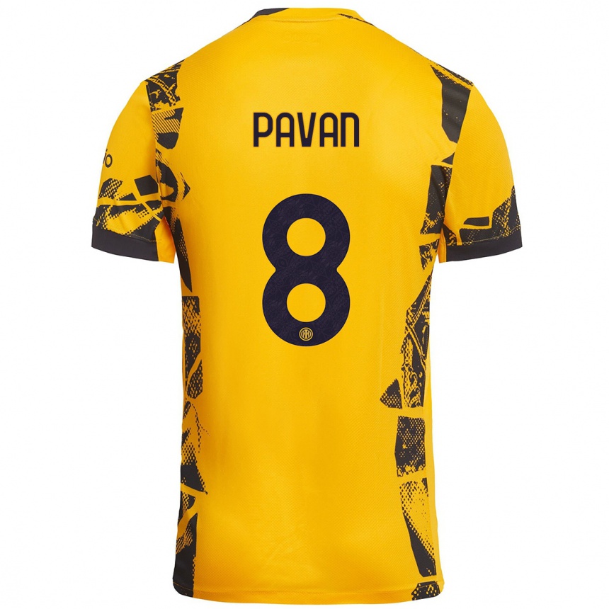 Kids Football Matilde Pavan #8 Gold Black Third Jersey 2024/25 T-Shirt Canada