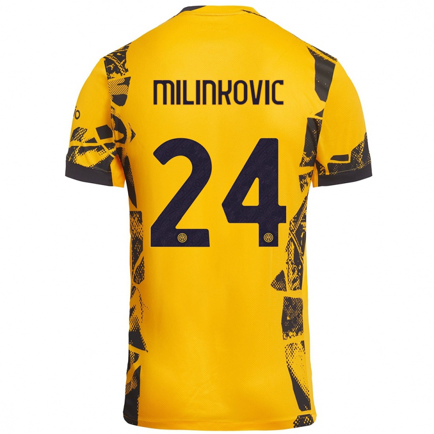 Kids Football Marija Milinković #24 Gold Black Third Jersey 2024/25 T-Shirt Canada