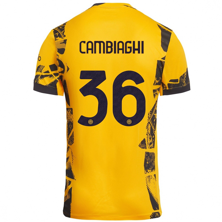 Kids Football Michela Cambiaghi #36 Gold Black Third Jersey 2024/25 T-Shirt Canada