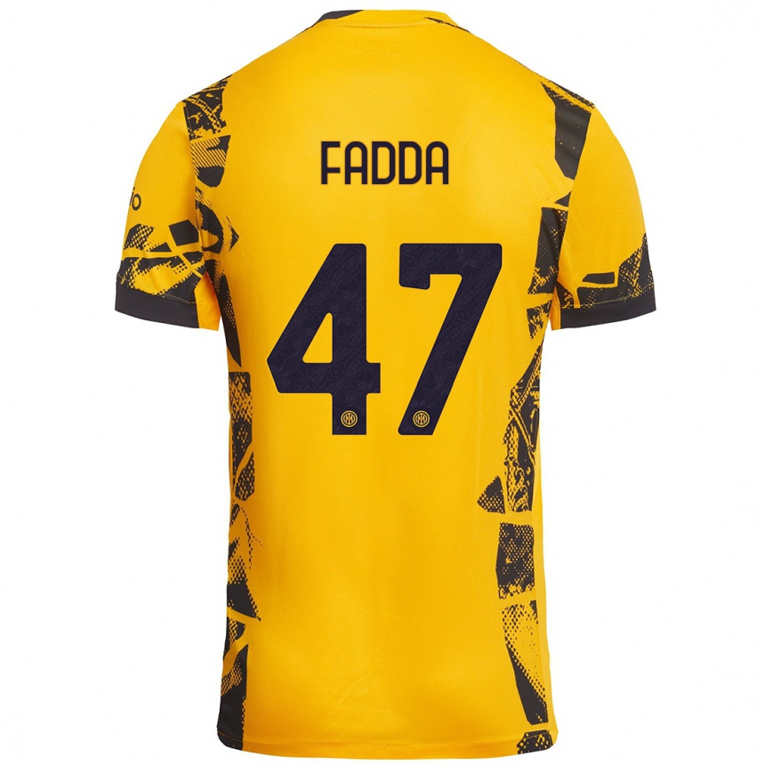 Kids Football Paola Fadda #47 Gold Black Third Jersey 2024/25 T-Shirt Canada