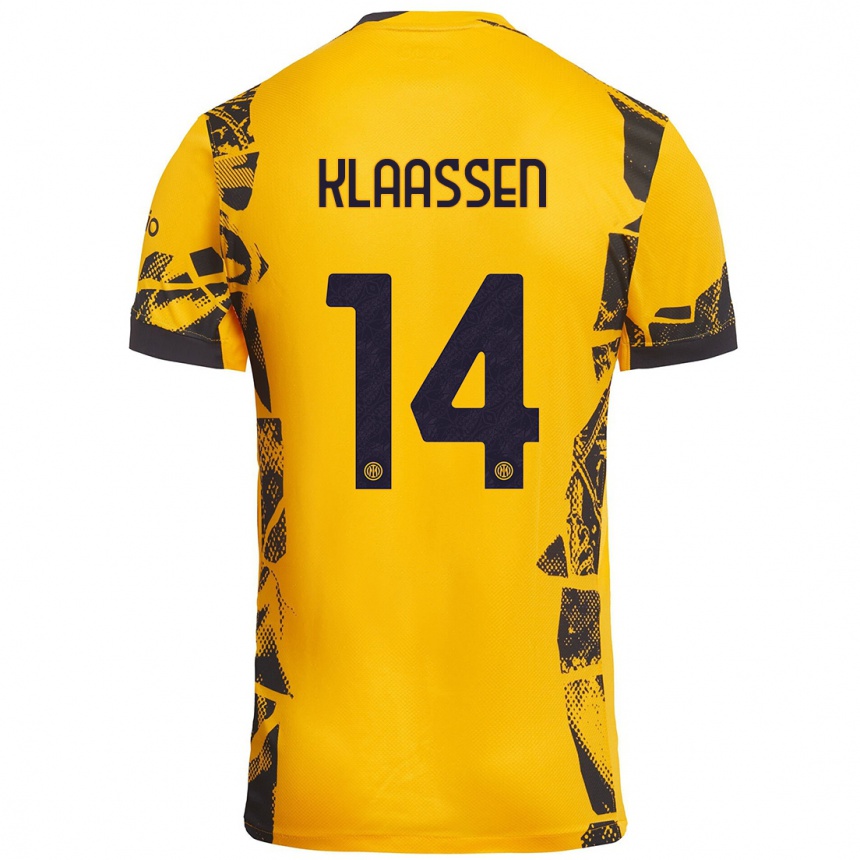 Kids Football Davy Klaassen #14 Gold Black Third Jersey 2024/25 T-Shirt Canada