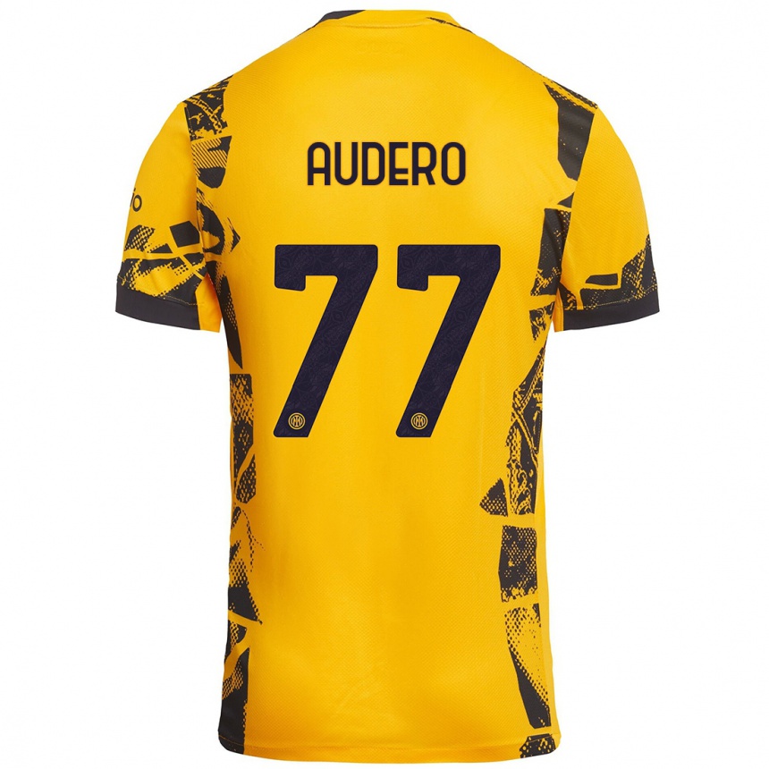 Kids Football Emil Audero #77 Gold Black Third Jersey 2024/25 T-Shirt Canada