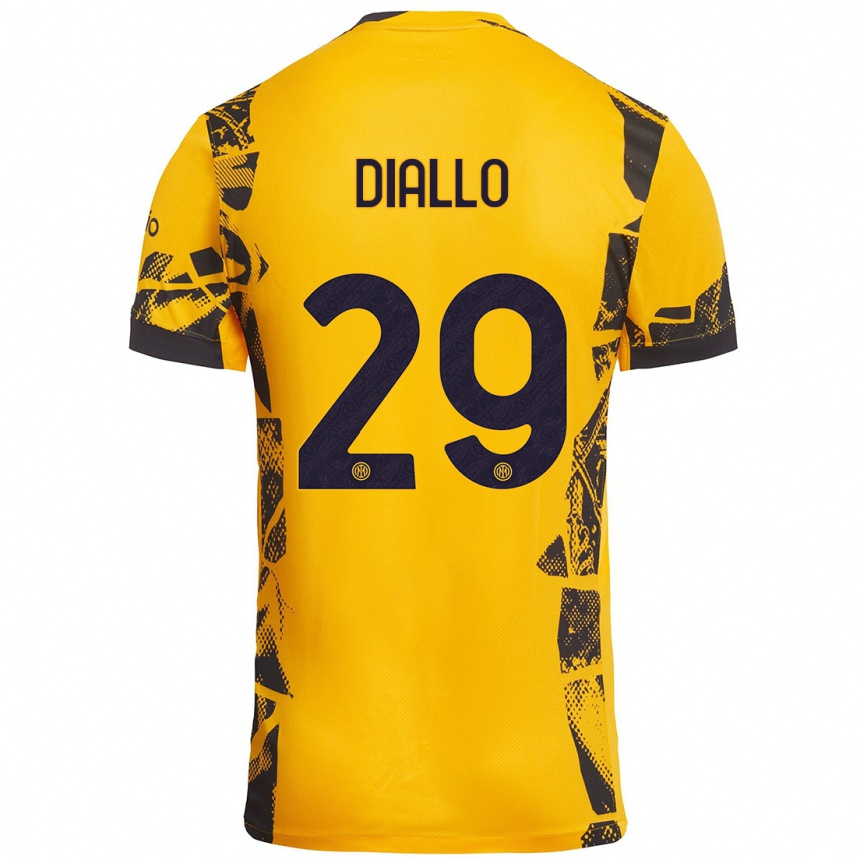 Kids Football Oumar Diallo #29 Gold Black Third Jersey 2024/25 T-Shirt Canada