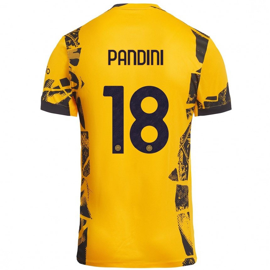 Kids Football Marta Pandini #18 Gold Black Third Jersey 2024/25 T-Shirt Canada