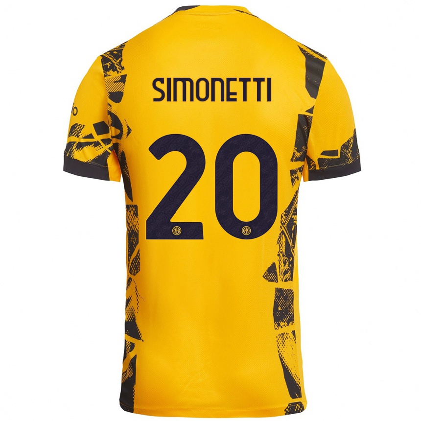 Kids Football Flaminia Simonetti #20 Gold Black Third Jersey 2024/25 T-Shirt Canada