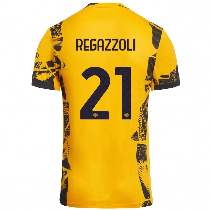 Kids Football Alice Regazzoli #21 Gold Black Third Jersey 2024/25 T-Shirt Canada