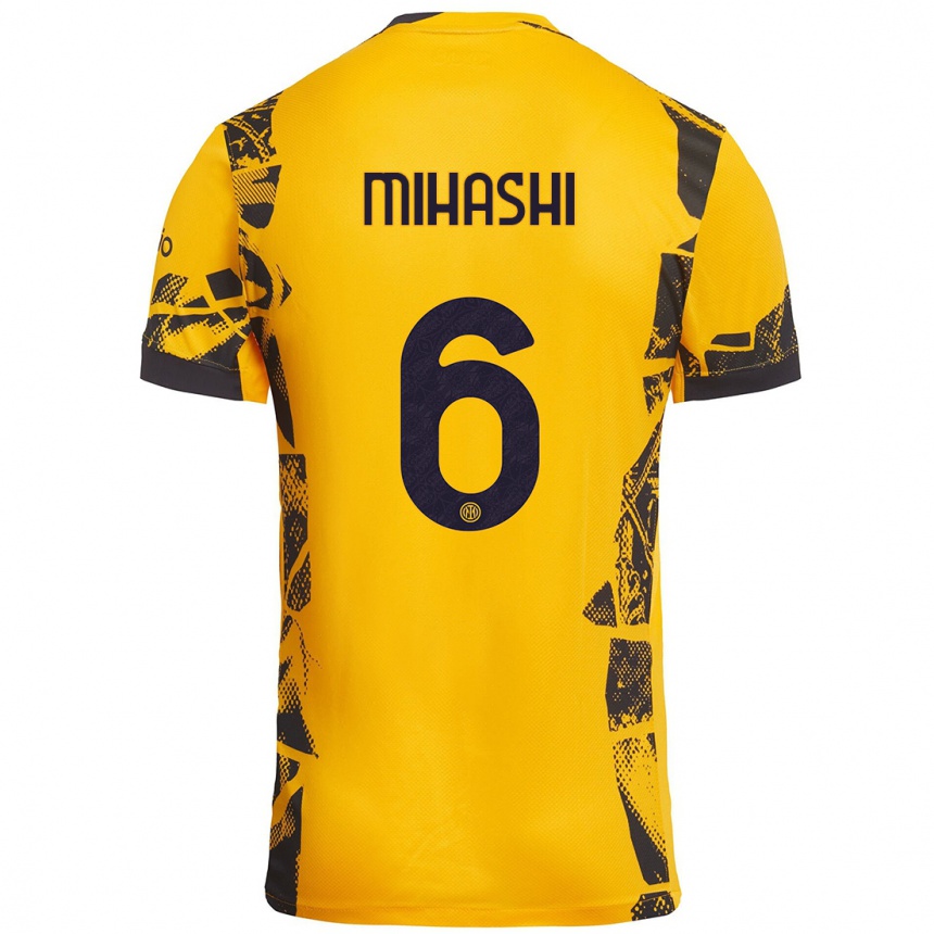 Kids Football Mana Mihashi #6 Gold Black Third Jersey 2024/25 T-Shirt Canada