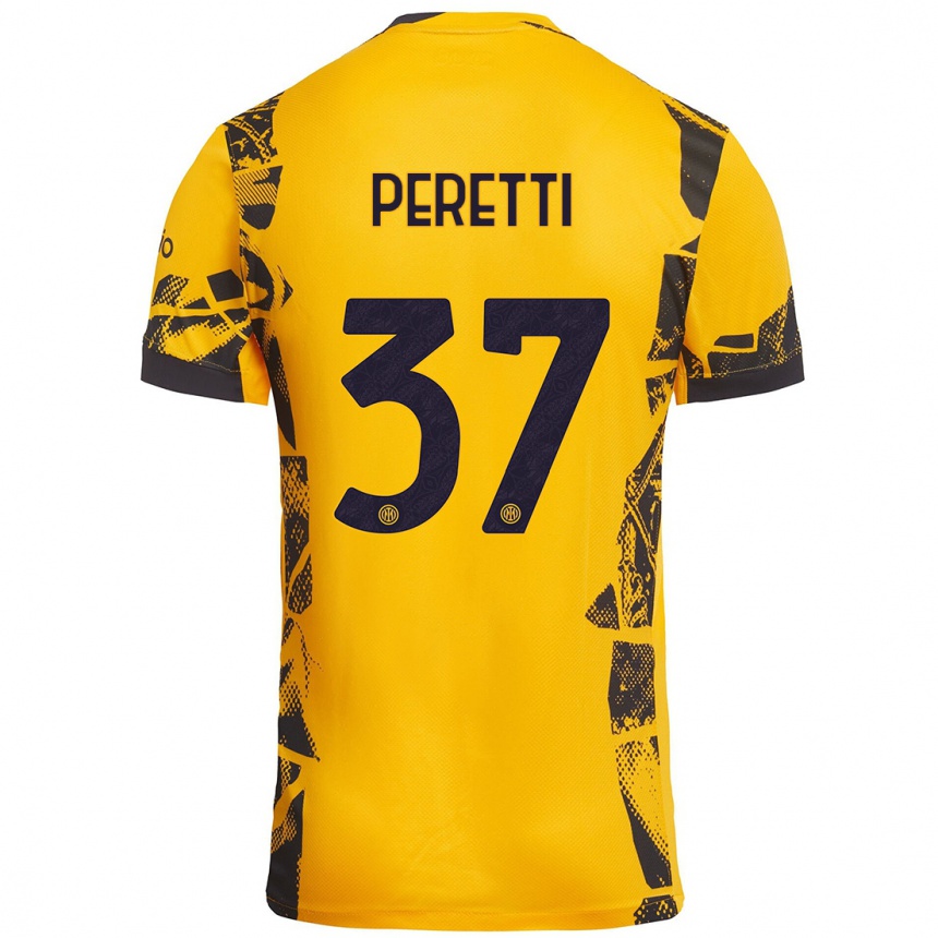 Kids Football Lorenzo Peretti #37 Gold Black Third Jersey 2024/25 T-Shirt Canada