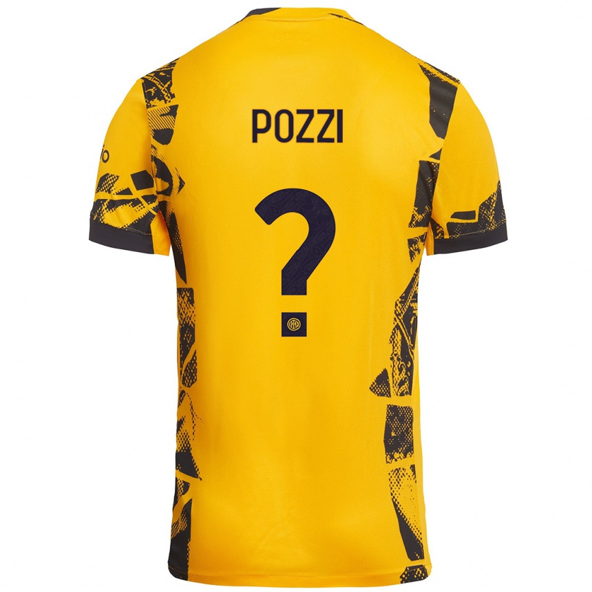 Kids Football Andrea Pozzi #0 Gold Black Third Jersey 2024/25 T-Shirt Canada