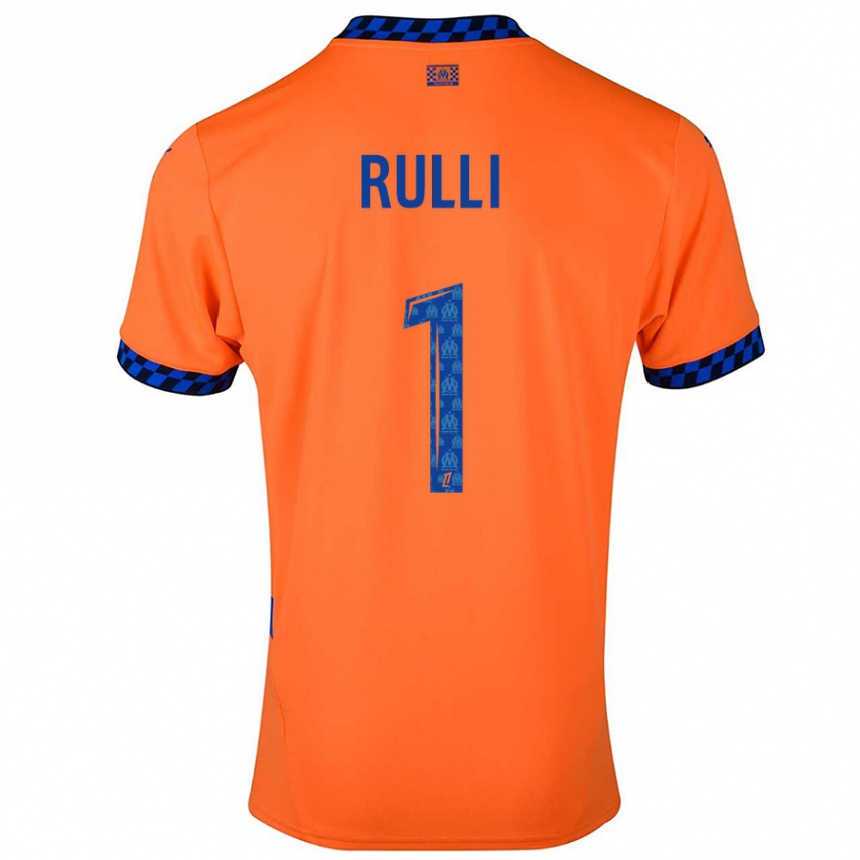 Kids Football Gerónimo Rulli #1 Orange Dark Blue Third Jersey 2024/25 T-Shirt Canada