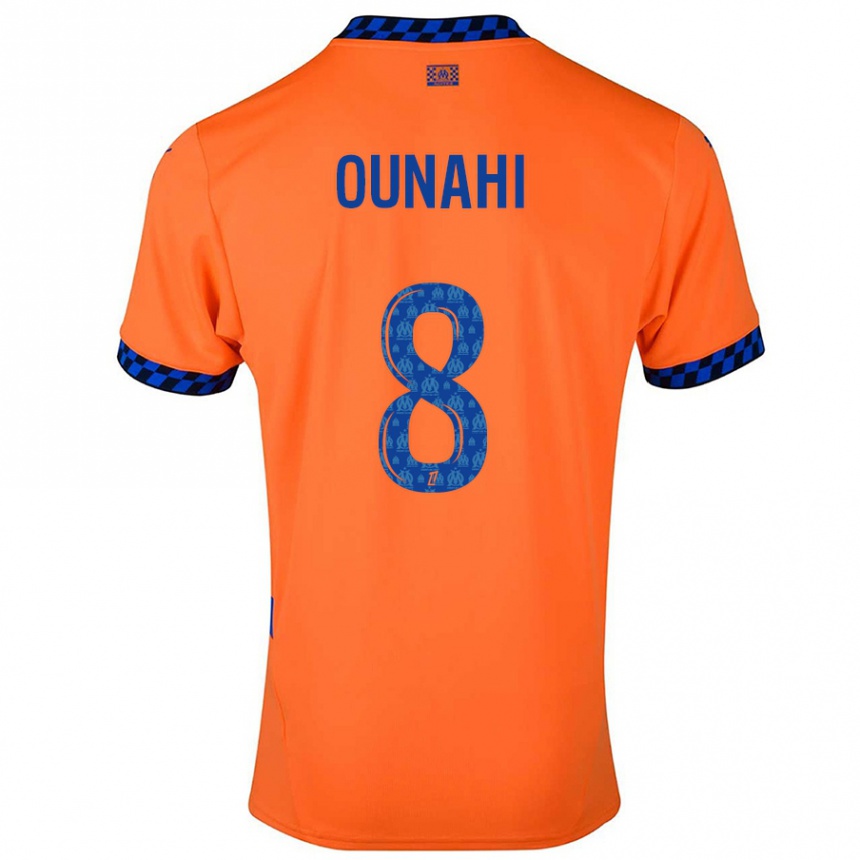 Kids Football Azzedine Ounahi #8 Orange Dark Blue Third Jersey 2024/25 T-Shirt Canada