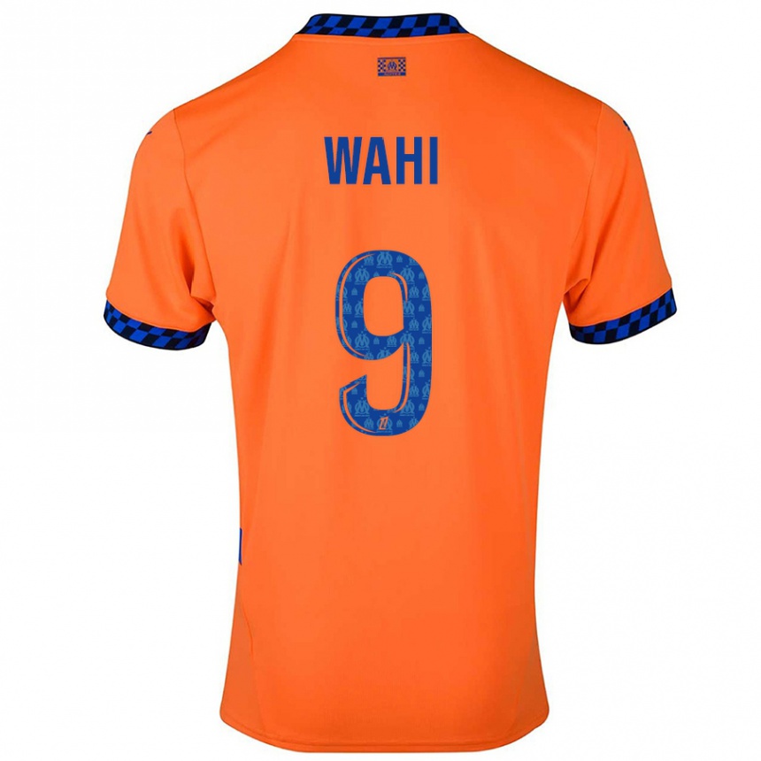 Kids Football Elye Wahi #9 Orange Dark Blue Third Jersey 2024/25 T-Shirt Canada