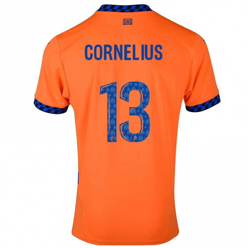 Kids Football Derek Cornelius #13 Orange Dark Blue Third Jersey 2024/25 T-Shirt Canada