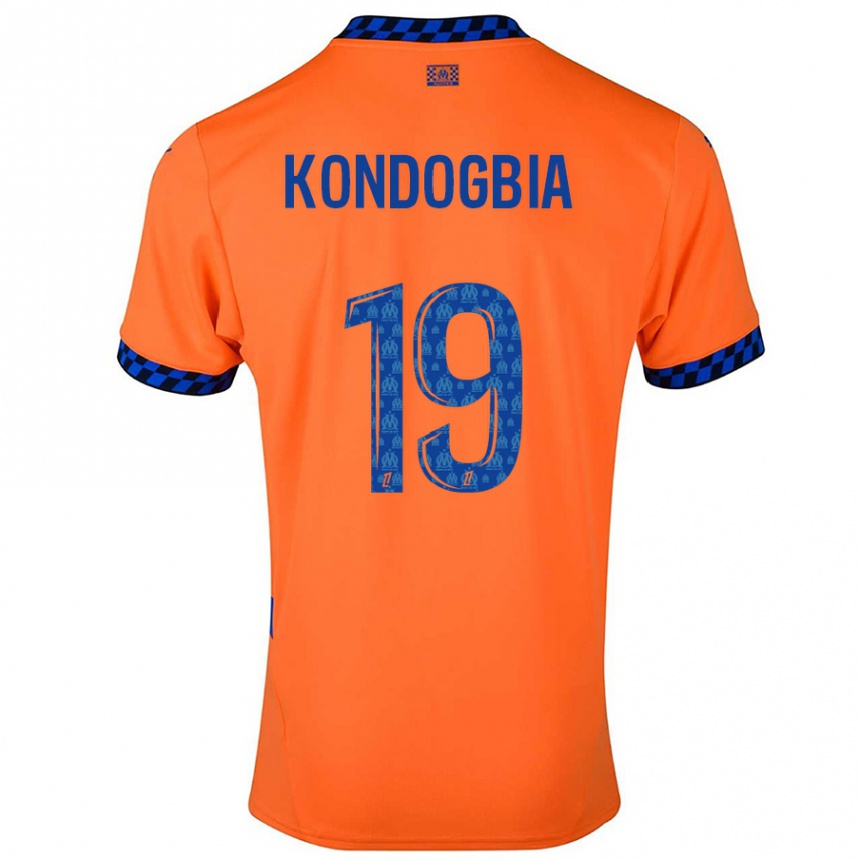 Kids Football Geoffrey Kondogbia #19 Orange Dark Blue Third Jersey 2024/25 T-Shirt Canada